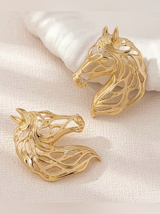 Anthropologie Jewelry - NEW! Gold Horse Head Statement Earrings. 🐴
A5-156